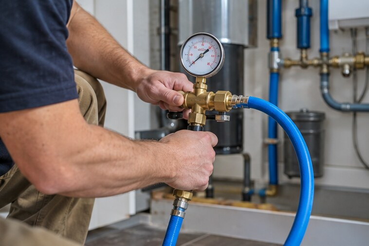 Pressure gauge on a residential water supply line